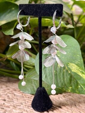 Silver Pearl Floral Drop Earrings - NORDSTROM Elegant Graceful Women Jewelry